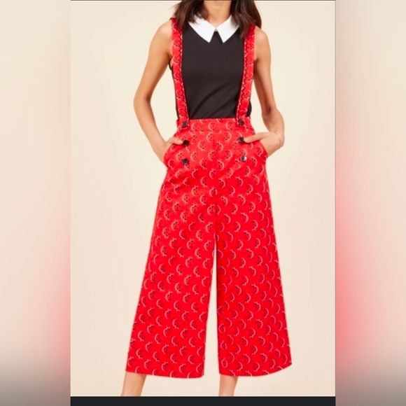 Modcloth Pants - Modcloth Ladybug Suspender Pants